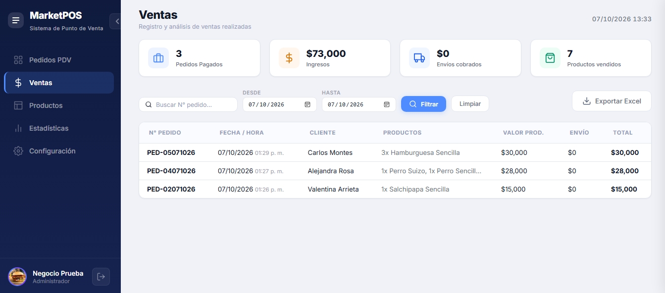 Reporte de ventas diario y conciliación de turnos